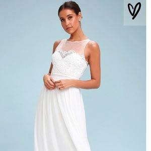 Lulus Adette Lace White Maxi Dress